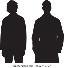 Two Male Silhouettes Professional Attire Different Hair White Background
