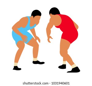 Two male wrestlers