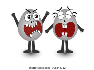Two malicious gray eggs