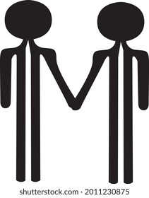 zwei Mann oder Jungen, die Hand in Hand gehen, Illustration