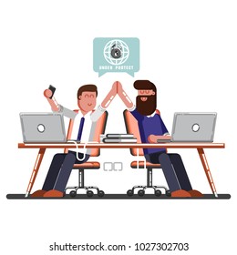 Two man celebrate that work done successful