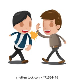 Two Man Couple Celebrating Hand Vector
