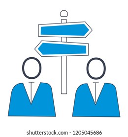 two man direction trendy icon on white background for web graphic