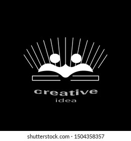 two man in discussion black and white flat logo vector