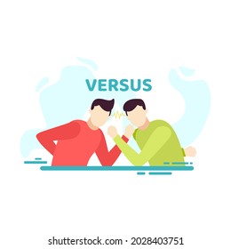 two man fight armwrestling game competition people character flat design vector illustration