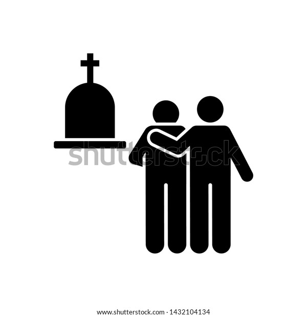Two Man Funeral Friend Grief Icon Stock Vector Royalty Free