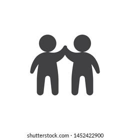 Two man giving each other a high five vector icon. filled flat sign for mobile concept and web design. Business teamwork people glyph icon. Symbol, logo illustration. Vector graphics