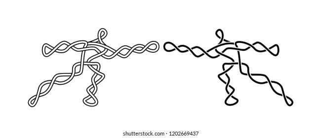 Two man going to handshake in knotwork art, vector