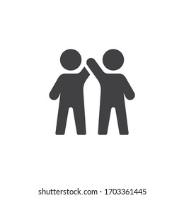 Two man greeting vector icon. filled flat sign for mobile concept and web design. Friends giving each other a high five glyph icon. Symbol, logo illustration. Vector graphics