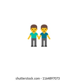 Two man holding hands. Vector flat illustration