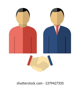 Two Man Making Deal Icon. Flat Color Design. Vector Illustration.