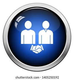 Two Man Making Deal Icon. Glossy Button Design. Vector Illustration.