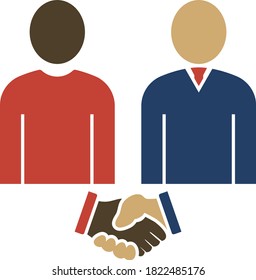 Two Man Making Deal Icon. Flat Color Design. Vector Illustration.