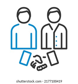 Two Man Making Deal Icon. Editable Bold Outline With Color Fill Design. Vector Illustration.