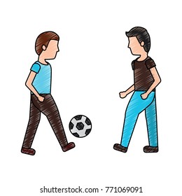 two man playing with ball football