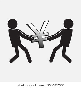 Two Man pulling a money symbol,  Money concept illustration
