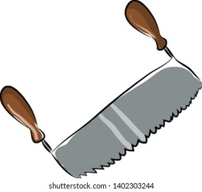Two man saw hand drawn design, illustration, vector on white background.