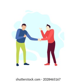 dos hombres están en acuerdo de mano dura con las charlas que se discuten personajes ilustración vectorial diseño plano