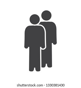 Two man standing silhouette. Flat vector cartoon icon.