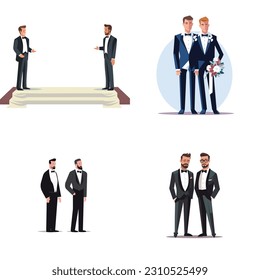 Two man in a suit wedding vector isolated. Pride month