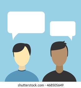 two man talking to each other. flat design