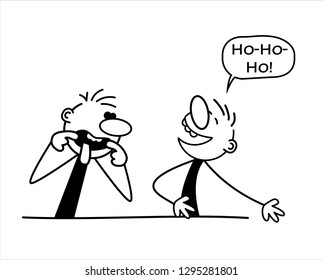Two man talking and laughing. Emotion expression concept design. Vector illustration