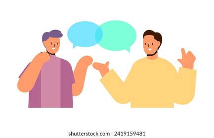 Dos hombres hablando. Ilustración de la reunión de amigos o colegas