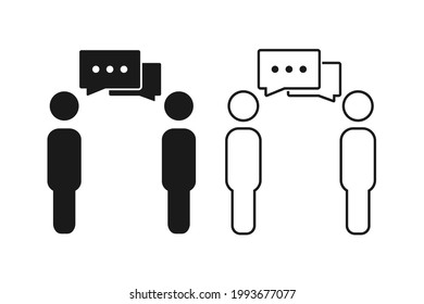 Two man talking with speech bubble. Conversation, communication, discussion concept. Illustration vector