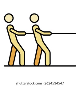 Two man tug of war icon. Outline two man tug of war vector icon color flat isolated