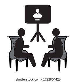  Two man watch news icon vector graphics