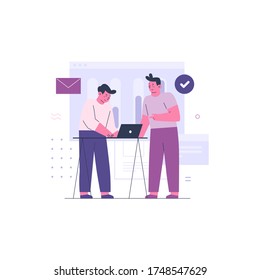 Dos hombres trabajando juntos como equipo