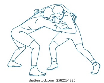 two man Wrestlers fighting, combat