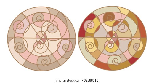 Two mandalas in retro color-Vector