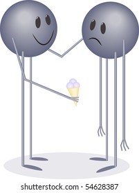 Two man-emoticon gray with cream