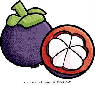 Dos mangostinos en un sencillo estilo de caricatura
