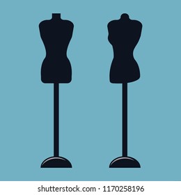 Two mannequins on female model. Vector illustration.