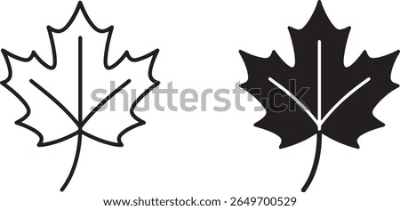 Two maple leaf icons one outline and one solid black fill