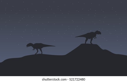 Two mapusaurus at night scenery