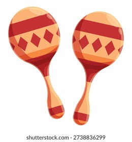 Two maracas creating a festive atmosphere with their vibrant colors and rhythmic shaking sound