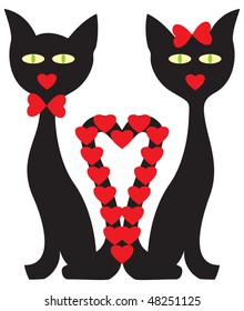 Two march cats with many hearts