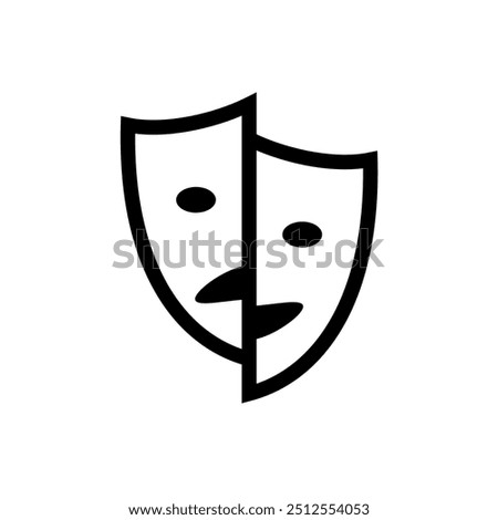 Two mask character logo. Smiling mask and angry mask. As a logo for software or face filter application. Twin masks with different characters