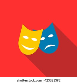 Two masks icon in flat style
