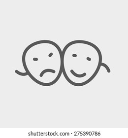 Two masks icon thin line for web and mobile, modern minimalistic flat design. Vector dark grey icon on light grey background.