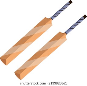 Two mathing cricket bats, illustration, vector on a white background.