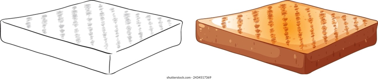 Two mattresses depicted in white and brown colors.