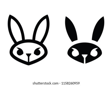 Two mean looking rabbit icons in vector format. 