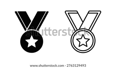Two medal icons, one solid and one outlined, showcasing a distinctive star silhouette.