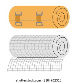 Dos vectores de vendas médicas aislados. Rollo elástico, venda de gasa. Tratamiento de primeros auxilios, ayuda en caso de emergencia.