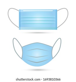 Zwei medizinische Masken in isolierter Vektorillustration. Medizinische Gesichtsmaske zum Schutz vor Viren und verschmutzter Luft. realistische Illustration der medizinischen Maske auf transparentem Hintergrund.
