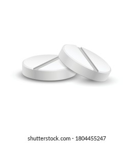 Two medicine tablet pill vector isolate on white background